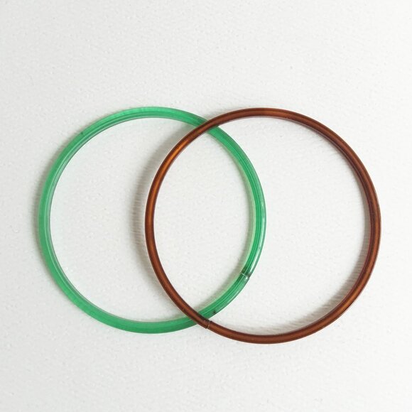 Green & Brown Art Glass Child's Bangles Set of 2 - Picture 3 of 7